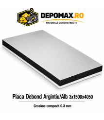 Placa BOND argintiu/alb 3mm, 1500x4050mm, aluminiu 0.3mm